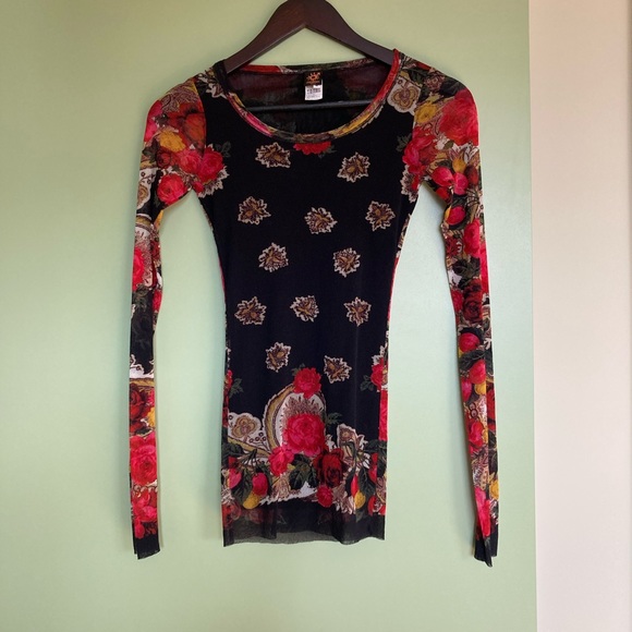 Jean Paul Gaultier Floral Mesh Top - Picture 1 of 6